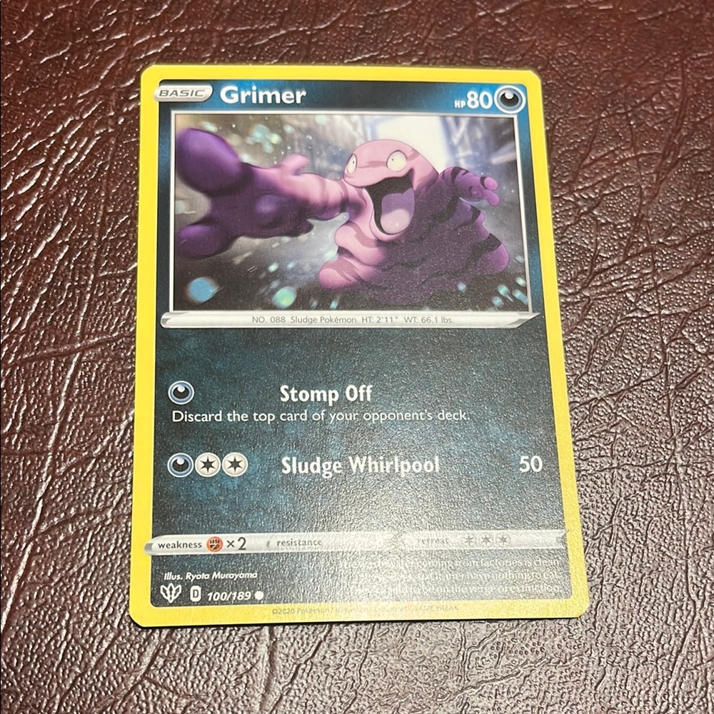 Pokemon Grimer Card - Purple and Yellow